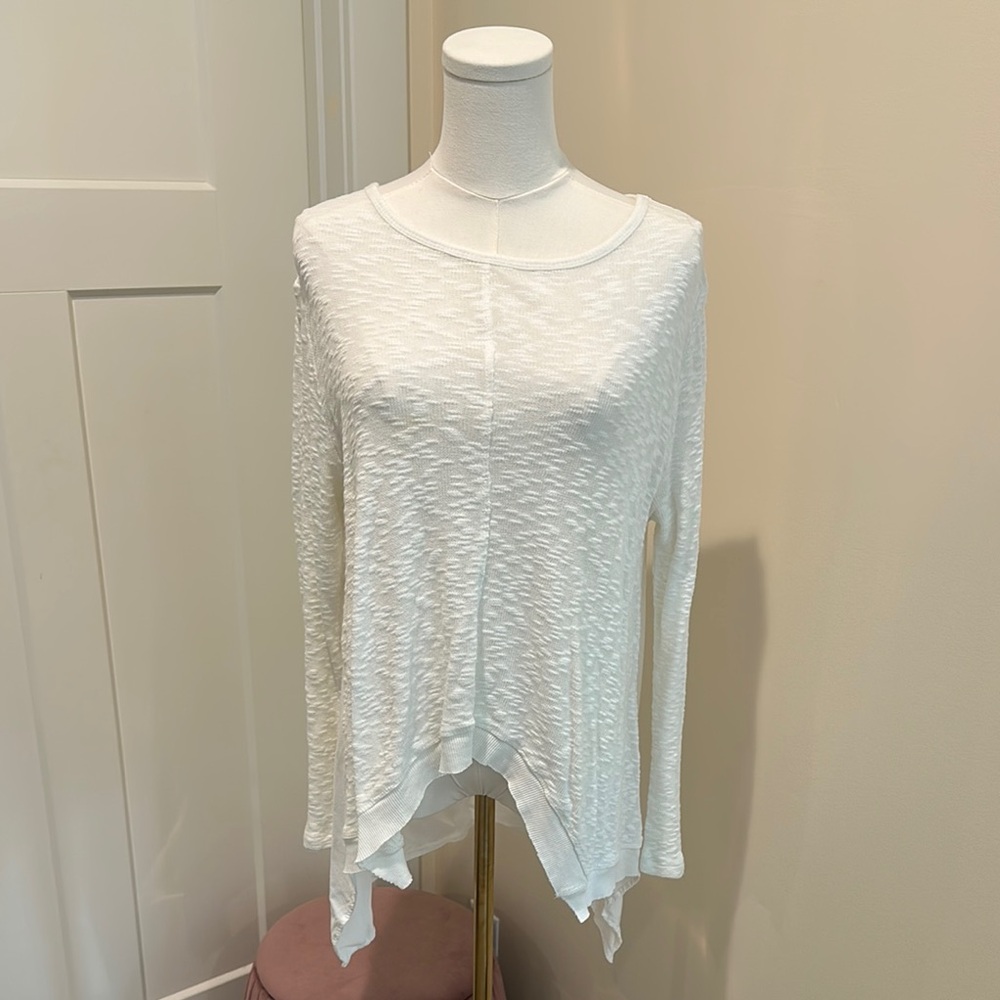 a.n.a White Asymmetrical Long Sleeve Blouse